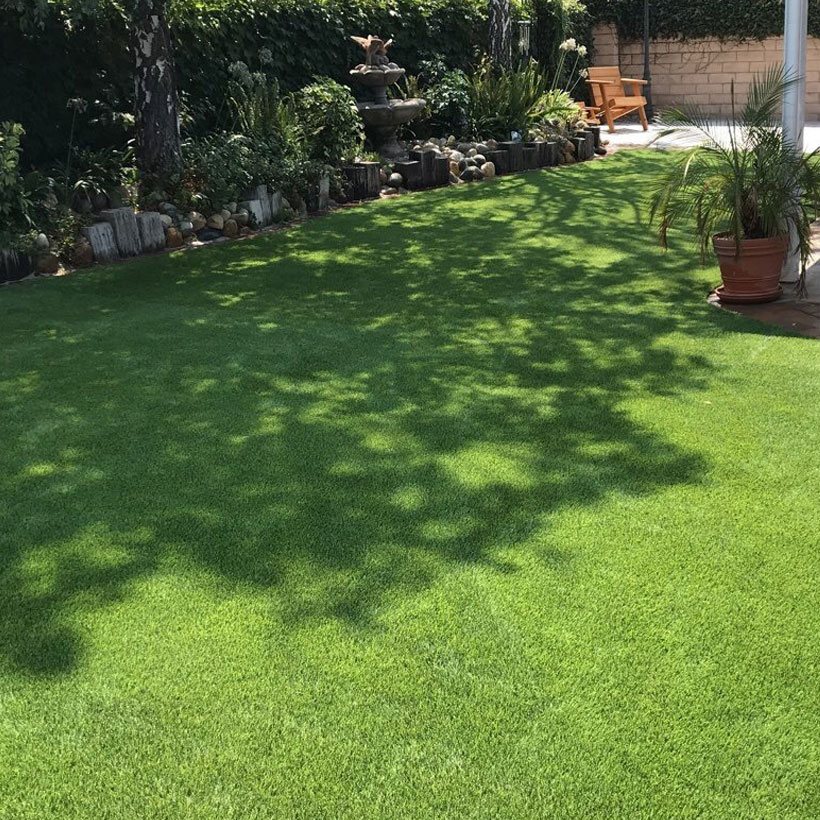 Real trees and fake grass improves the look and value of your home.