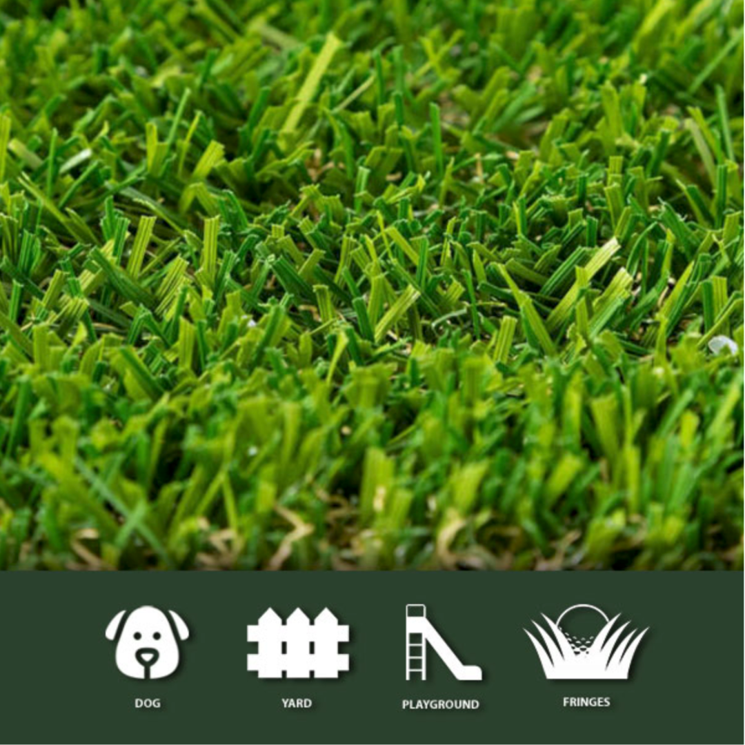 Easy to clean turf for kids, pets, playgrounds, and fringes.